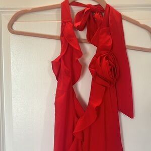 Red Ruffle Pretty Little Thing Rose dress Size 2